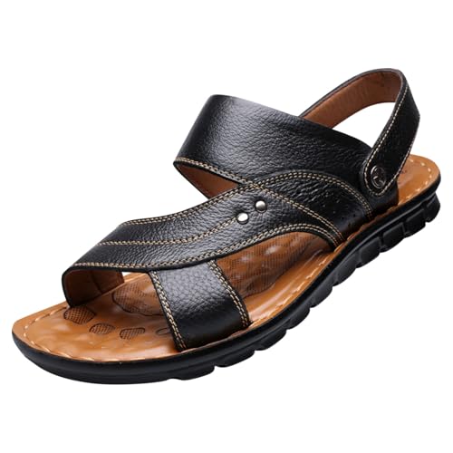 Leather Sandals for Men Soft Outdoor Sports Sandal Breathable Orthopedic Slippers with Non-Slip Sole Comfortable Shoes Footwear