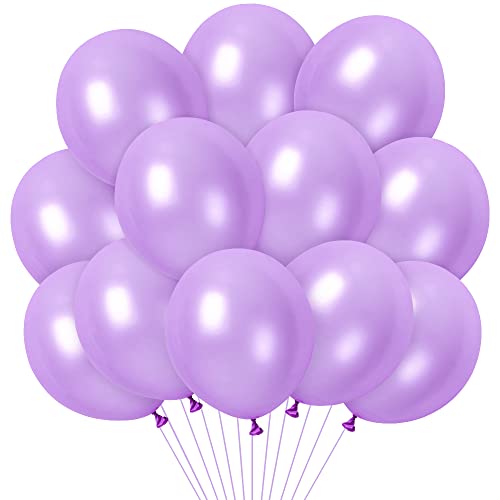 100 Violet Clair Ballon, Ballon Baudruche Helium Latex 30cm pour Anniversaire Fête, Naissance, Bapteme, Baby Shower, Communion Fille Deco Cover