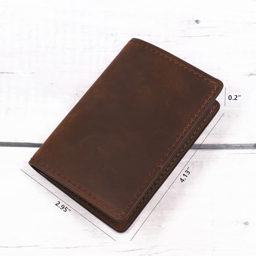 Leather Bat ID Wallet for Men - Unique Slim Bifold Superhero Face Mask Eyes Cutout Card Holder - Hollowd Bat Shape Card Slot - Full Grain Leather (Dark Brown)2