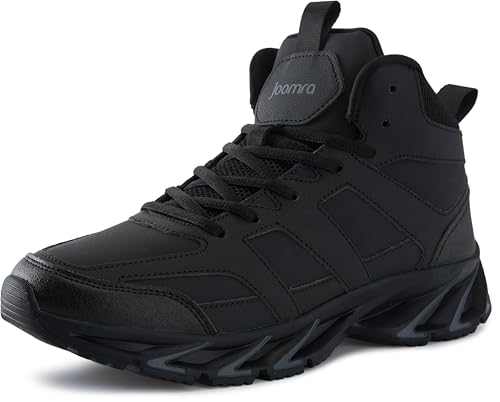 Image of Joomra High Top Basketball Shoes for Men Size 10 Male Fashion Casual Hi Mid Sneakers Walking Leather Travel Tennis Comfortable Ankle Black 45