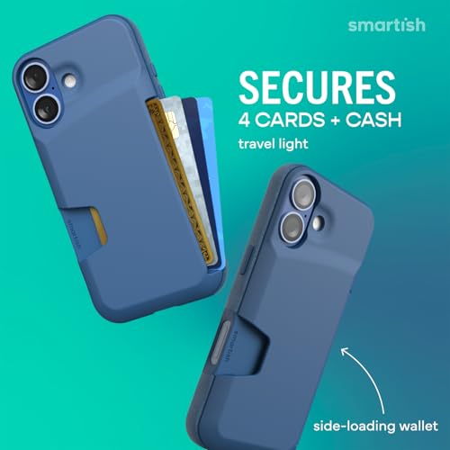 Image of Smartish iPhone 17 Wallet Case - Wallet Slayer Vol. 1 [Slim + Protective] Credit Card Holder - Drop Tested Hidden Credit Card Slot Cover for Apple iPhone 17 - Blues on The Green