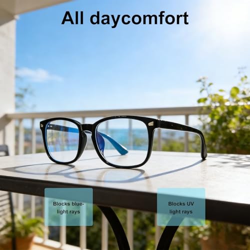 Image of Clear Blue Light Glasses for Women and Men, Fashionable Square Frame Glasses with Anti Glare Protection