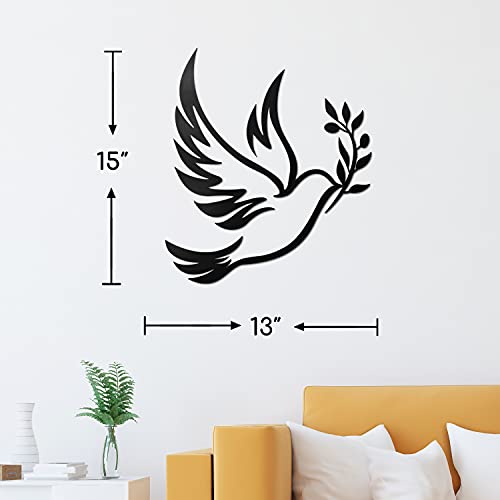 Vivegate Dove Of Peace Olive Branch Metal Wall Art – Olive Branches Peace Black Outline White Dove Metal Wall Decor (Medium - 13"X11", Dove) #TOP4