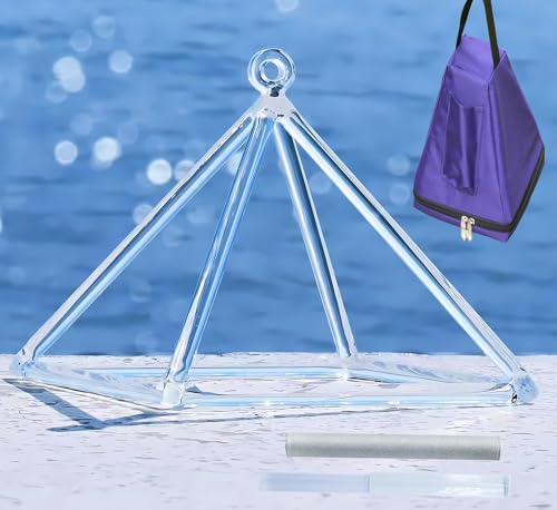 Pirámide de canto de cristal de cuarzo de 6 a 12 pulgadas, instrumento musical de sanación con sonido, oración y reducción del estrés (12 pulgadas + bolsa)