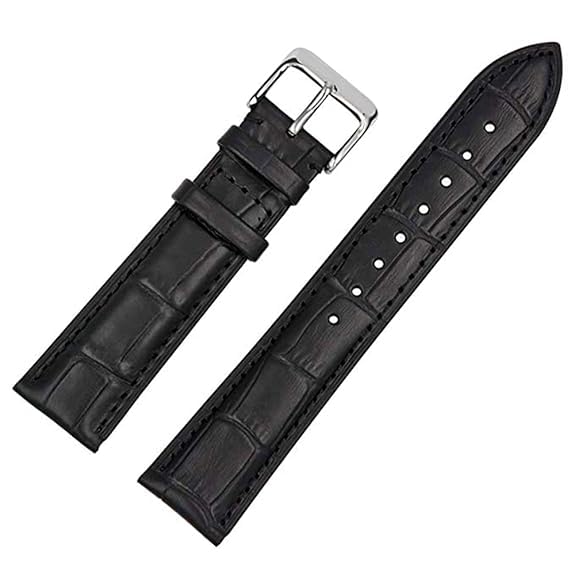 Image of 18mm 20mm 22mm 24mm 26mm 28mm 30mm 32mm Genuine Leather Black Brown Light Brown Blue Silver Rose Yellow Golden Silver Buckle Clasp Watch Band Strap for Men and Women