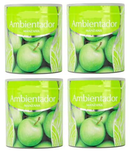 PCMOVILES Ambientador de Gel Manzana 95 g – Pack de 4 Unidades – Larga Duración – Frescor para Casa, Habitación, Armario, Coche – Aroma Frutal Dulce