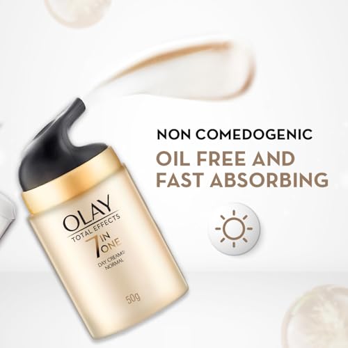 Image of Olay Total Effects Day Cream |with Vitamin C, B5, Niacinamide, Green Tea |Fights 7 signs of ageing for glowing, hydrated and younger looking skin |Suitable for Normal, Dry, Oily & Combination skin |50 gm