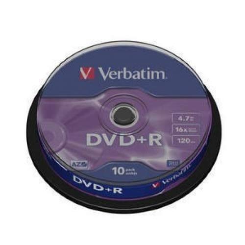 Verbatim DVD+R 16x Matt Silver 4.7GB I 10er Pack Spindel I DVD Rohlinge I 16-fache Brenngeschwindigkeit & Hardcoat Scratch Guard I DVD leer I Rohlinge DVD I DVD Rohlinge Spinde