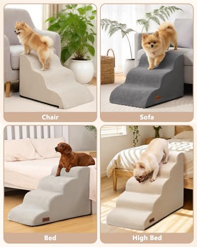 Image of Aodisman Dog Stairs for High Beds,5 Step Pet Ramp for Dogs and Cats,22.4 inch H