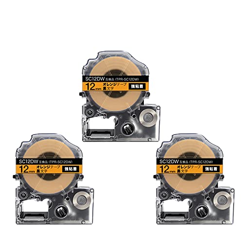 �L���O�W�� �p �e�v�� PRO 12mm �I�����W ������ SC12DW �J���[���x�� ���S�� �݊��e�[�v 3�Z�b�g | KING JIM SR-GL1/2 SR-MK1 SR-R560/680/980 SR-RK2 SR45/55/150/170/25