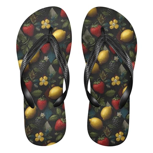 Flip Flop Sandals Strawberry Lemon Print for Women Men Beach Flip Flop Sandals Strawberry Lemon Print for Women Men Beach