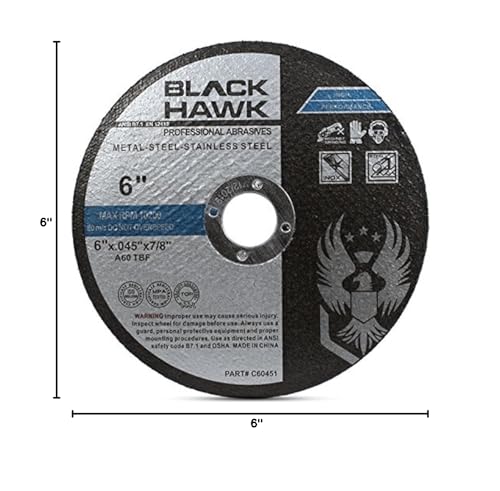 BHA Metal and Stainless Steel Thin Cut Off Wheels for Angle Grinders, 6&rdquo; x .045&rdquo; x 7/8&rdquo; - 25 Pack