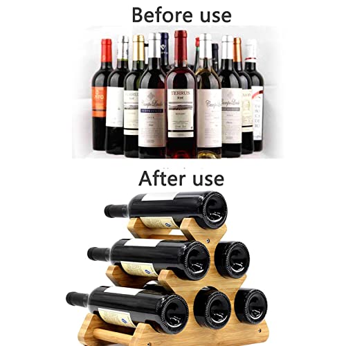Soporte para Botellas de Vino de Bambú para Encimera 3 Botellas miniatura 5