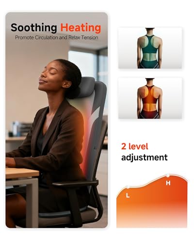 Image of Snailax Back Massager for Full Back Pain Relief Deep Tissue, Long Track Dual 3D Shiatsu Rollers 3 Height Settings Foldable Massage Chair Pad with Heat, Vibration Heated Seat Cushion, Gifts for Mom Dad
