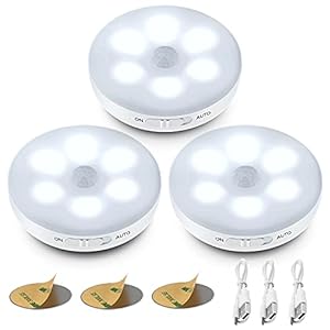 (3 Stuks)ICEKO-KN Bewegingssensor Licht Binnen,Oplaadbaar USB-Nachtlampje,Led-lamp Kastverlichting met Magnetische Plakstrip voor Kasten, Trappen, Hal, Keuken, Garage(Wit Licht)