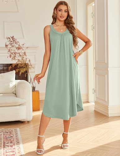 Image of Ekouaer Womens Sleeveless Nightgown Full Slip Nightshirt Long Nightwear Full Length Loungewear Tank Nightdress S-2XL
