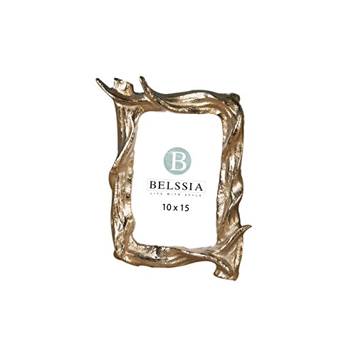 Cadre photo Belssia Corzo en métal doré 16x19 cm pour décoration de table