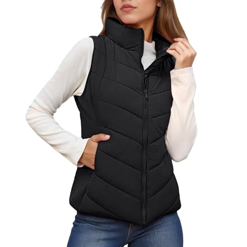 Veste sans manches gilet matelassé col montant noir vêtements d'extérieur