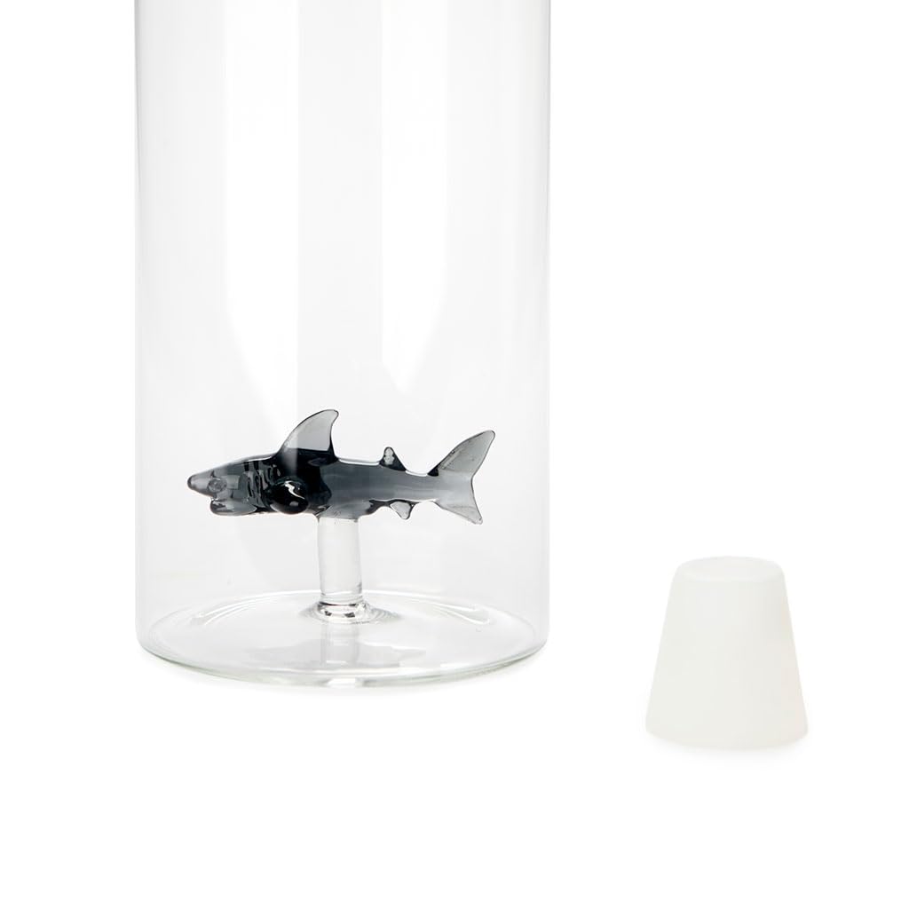 Balvi Bottiglia Atlantis Shark Colore Grigio Bottiglia in Vetro con Una Figura a Forma di squalo all'