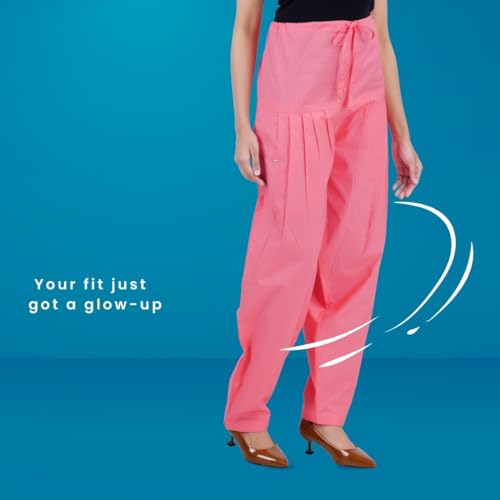 Image of Happy Bunny Salwar Pant - Modern Style Pure Cotton for Women - Ethnic Semi Patiala Trouser - Office,Home - All Day Comfort Wear with Drawstring
