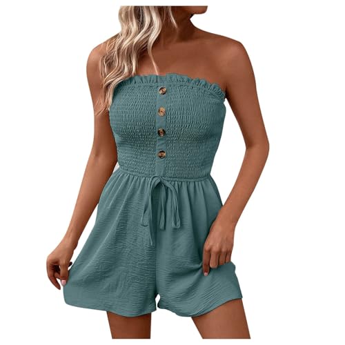 Mono una pieza mujer pantalon con bolsillos ligero para el calor