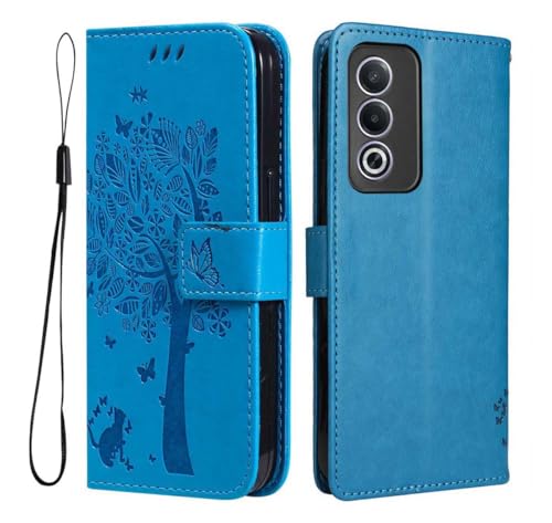 Cover Custodia Libro Oppo A80 5G - Magnetica Portafoglio pelle Sintetica con Calamita Flip Antiurto Silicone Slot per Carte e Stand Pieghevole -Blu