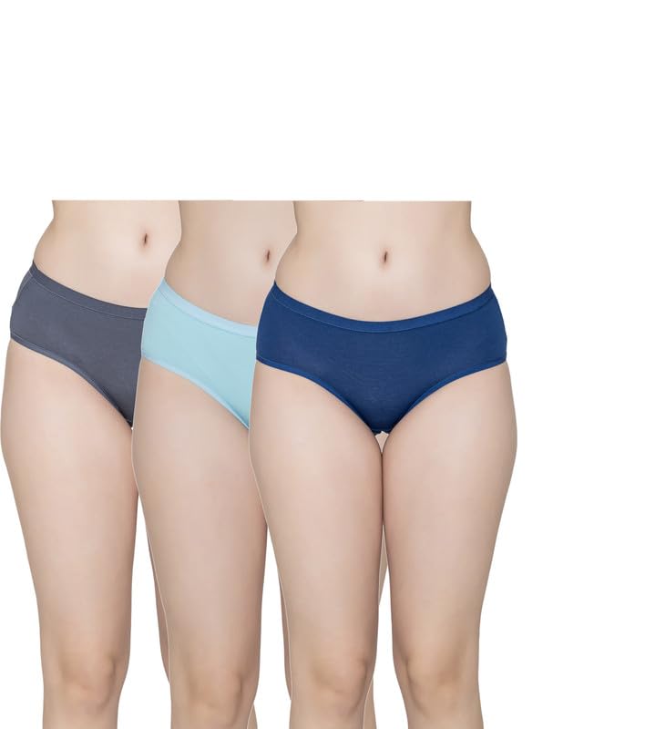 B’ZAR Women’s Mid Rise | Plain | Cotton Spandex | Activewear Hipster Panty-BZP9101- Pack of 3