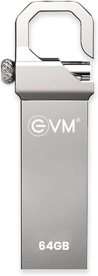 EVM 64GB USB 2.0 Metal Flash Drive | Pendrive for Storage Backup | Compact Durable Design | Plug & Play | for Laptop PC | 10 Year Warranty (EVMPD/64GB)