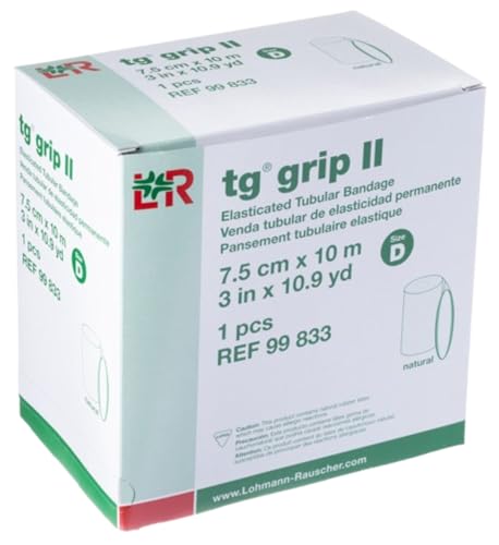 tg grip II Elasticated Tubular Compression Bandage, Seamless Tube Stockinette Wrap for Retention, Lymphedema, & Swelling, Natural, Size D
