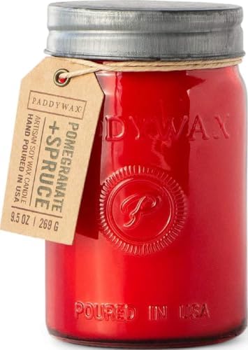 Paddywax Relish Soy Wax Artisan Candle, Pomegranate + Spruce, 9.5...