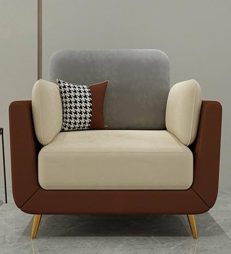Image of Black Wood Modern Montez Luxurious Velvet 1 Seater Sofa for Bedroom, Living Room, Dining Room, Drawing Room, Home Office in Bug Resistant Wood (Brown & Beige, 1 Seater)