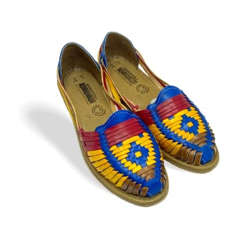 Amantoli Tabasco Model - Women 100% Artisan Hand Made Mexican Leather Hipster Brown Colorful Closed Toe Sandal Huarache Artesanal - Hecho a Mano Handcrafted in Mexico (US 8) Cover