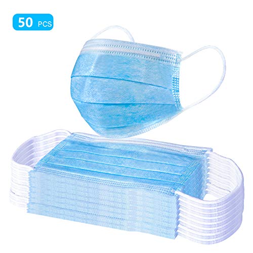 Einweg Gesichtsmasken mit Elastischer Ohrschlaufe 3 Lagige Lage Eine Grösse Passt Allen Schutzmaske 50pcs