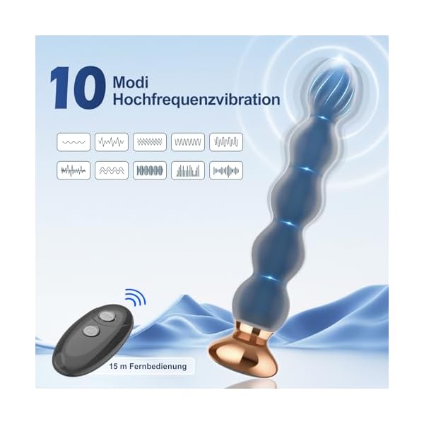 Analvibratoren Anfänger Analplug# für Männer und Frauen, Silikon Analkugeln Butt plug mit 10 Vibrationmodi Fernbedienung Sexspielzeug Prostate Stimulation Massager für Parre Extrem Sex – Bild 3