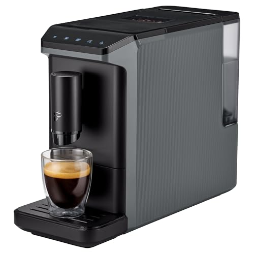 Tchibo Kaffeevollautomat Esperto mini für Caffè Crema und Espresso, nur 16cm breit, klein und kompakt, geeignet für jede Küche, Camping, Tinyhouse, Studentenapartment, Grau