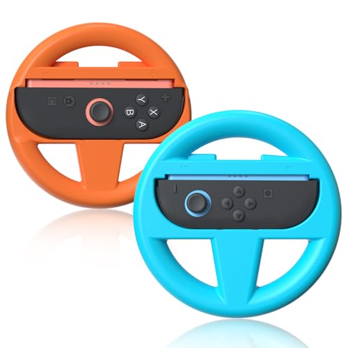 Aceshop 2 Volantes para Nintendo Switch 2, Volante NS2 Volante para Joy-Con Volantes de Carreras Switch 2 Accesorios para Volantes de Carreras para Mario Kart 8 Deluxe (Naranja y Azul)