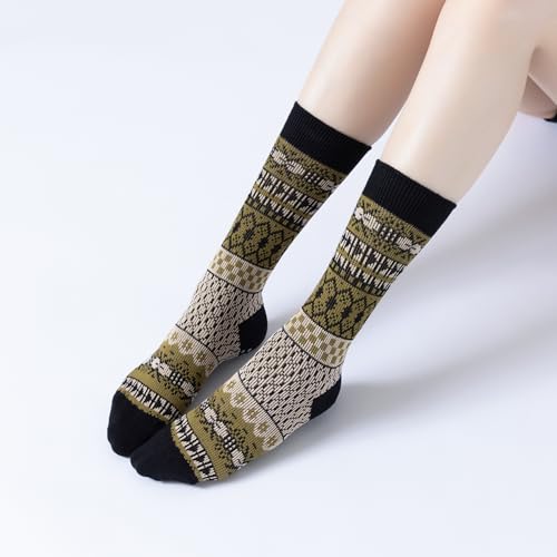 Image of Verdancy Yoga Pilates Socks with Grips for Women Knit Patterned Non Slip Cushioned Crew Socks for Barre Ballet Dance