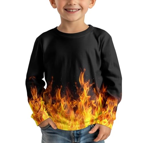 Boys' Casual Long Sleeve Tees with Round Neck Lightweight Soft 3D Print Shirts 3-16T