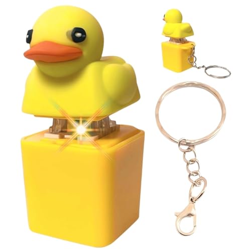 Image of Quacking Duck Fidget Toy Keychain, Cute Yellow Duck Clicker With Sound & Light Effect, Squeaky Stress Relief Sensory Toy for Kids, Teens & Desk Play Gift