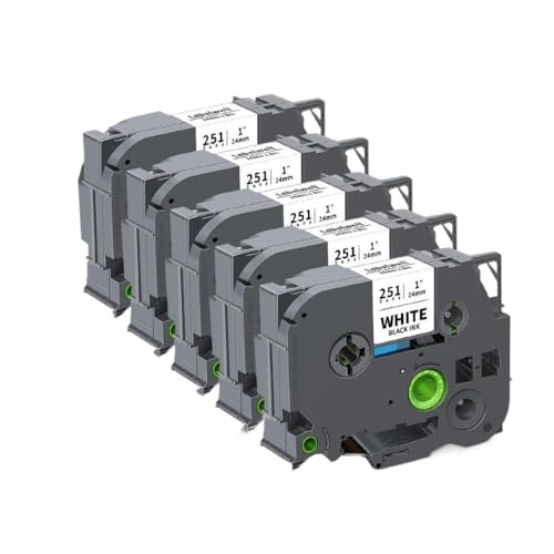 3/5pk 24mm���x���e�[�vTZE251�v�����^�[���f���ƌ݊���������TZE151 TZE451 TZE551 TZE651 for PT-D600(5PK Black on White)