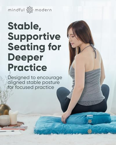 Image of Mindful & Modern Zabuton Meditation Mat - Cotton Filled Yoga and Meditation Pad - Zabuton Meditation Cushion for Kneeling and Sitting Support - Large Rectangular Sitting Floor Pillow for Bench or Zafu