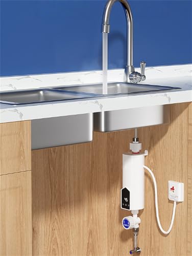 【XXA】電気温水器 瞬間湯沸かし器 3.5KW タンクレス瞬間式水栓 タップ 給湯 クレーン LED デジタル バスルームキッチン用 (キッチン トレジャー 3500W + 110V (オートインバーター))