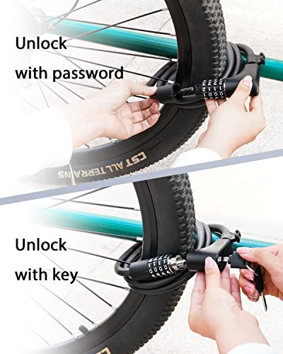 image for KEYSTP Bike Lock Cable with Combination Key,Password Lost Retrievable 