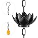 Oak Leaf Rain Chain with Adapter, 8.5ft Adjustable Lotus Rain Catcher Chain for Gutters Outside Downspout, for Divert Water and Home Display, Black Powder Coated