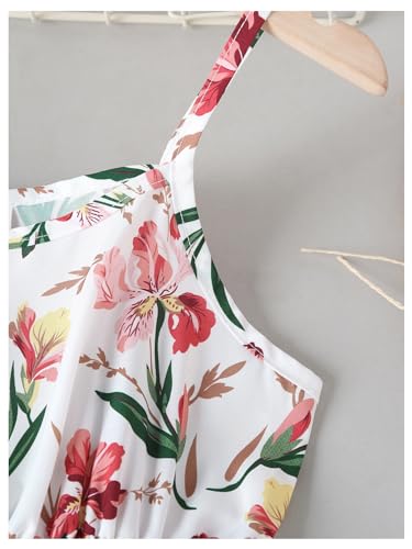 WDIRARA Girl's Floral Print Cami Dress Boho Spaghetti Strap Flared A Line Dresses3