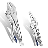 WORKPRO 2-Piece Locking Pliers Set, 6.5 Inch Long Nose & 10 Inch Curved Jaw, CR-MO Steel Construction with Adjustable Screw, Multipurpose Clamping Tool for Automotive, Welding, and Home DIY