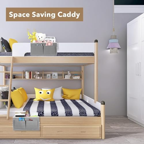 Image of Premium Linen Hanging Bedside Caddy Organizer - Multi-Pocket Bedside Storage for Bedroom, Dorm & Hostel | Bedside Hanging Basket for Books, Remote, Mobile, Glasses & Essentials(HANGING BAG)