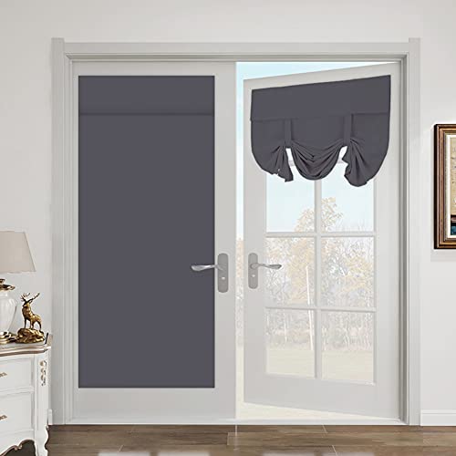 Französische Türvorhänge Binden Vorhänge Verdunkelung Einzelne Thermische Tür Vorhang Tape Top Kleine Fenstervorhänge 26 x 68 Zoll Grau Beige 1 Panel Cover
