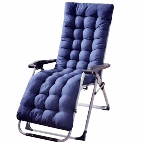 Jianfnng Lounger Chair Cushions 61in Patio Lounge Chaise Cushion Sun Lounger MattressThick Padded Swing Bench CushionZero Gravity Chair Cushion with 6 Ties (Navy Blue)