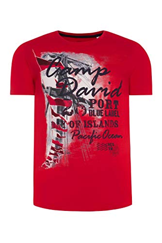 Camp David Herren T-Shirt mit maritimen Photoprint, Speed Red, XL